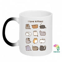 Кружка-хамелеон с блестками I Love Kitties!
