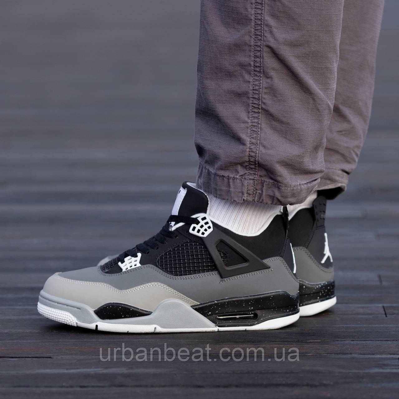 Чоловічі кросівки на хутрі Air Jordan Retro 4 Fur SE Fear Black/White, фото 1