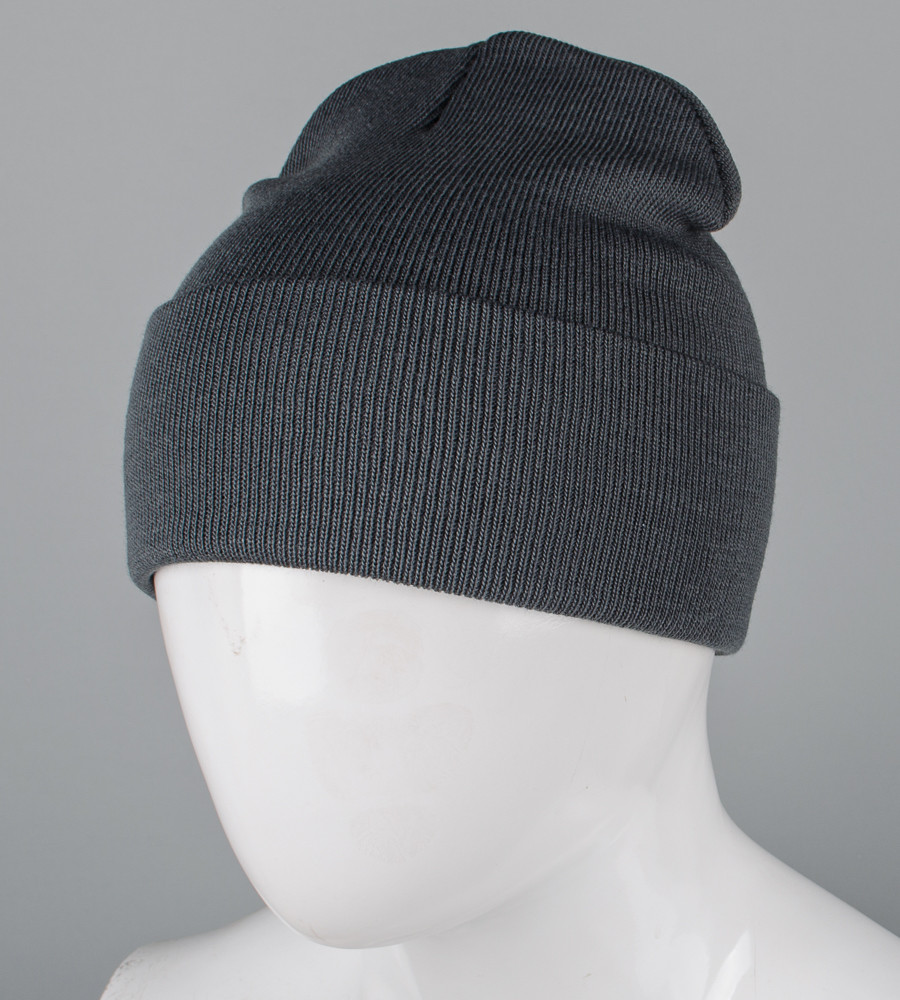 Базова подвійна шапка з відворотом (23205), Графіт, фото 1