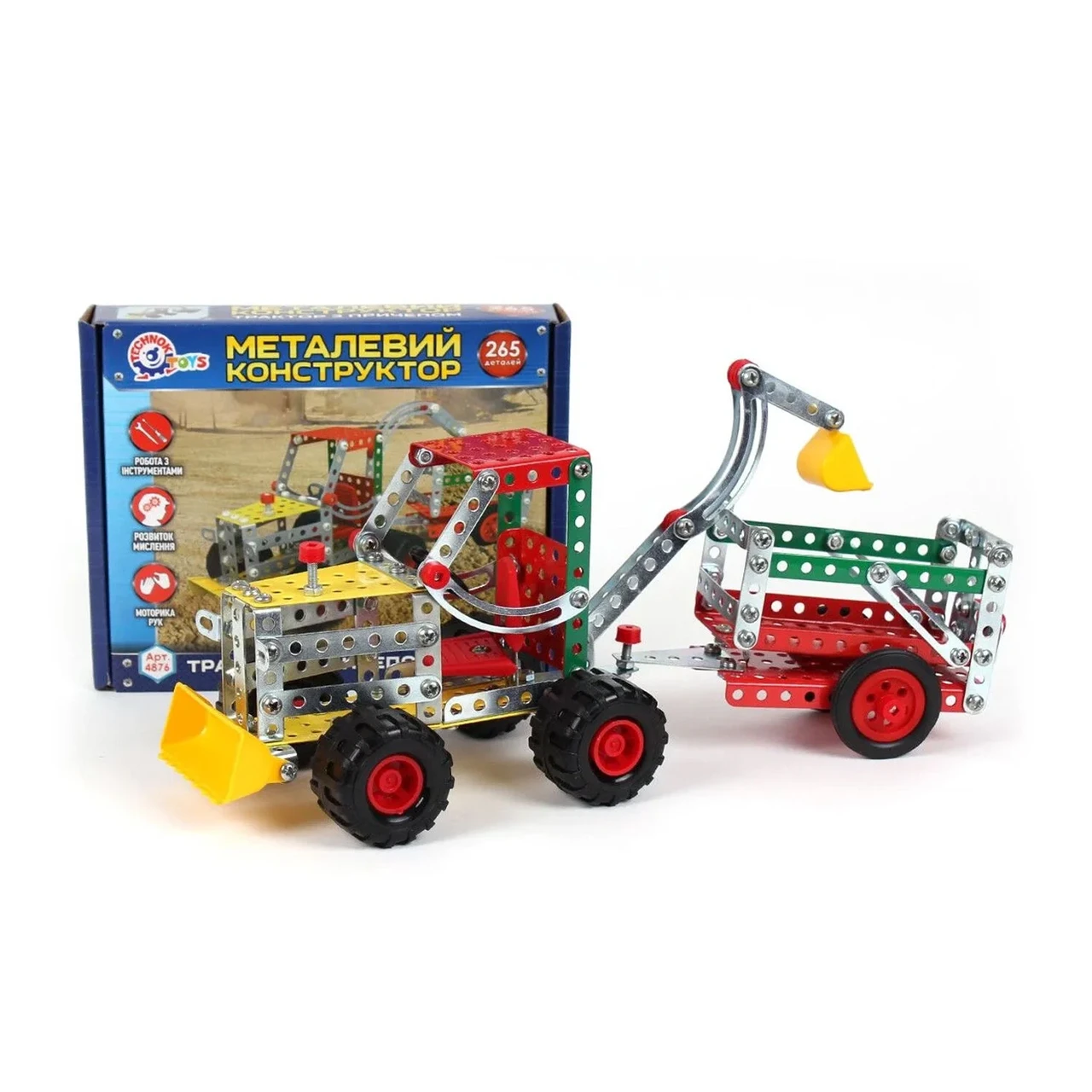 Гр Конструктор метал "Трактор з причепом" 4876 (10) "Technok Toys" 265 деталей, в коробці