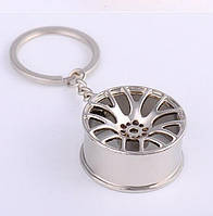 Дизайнерский брелок, миниатюра - "Литой диск", серебристый цвет