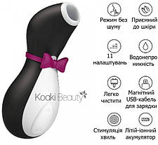 Вакуумний безконтактний кліторальний вібратор для клітора вібромасажер пінгвін, фото 2
