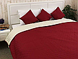 Красиве полуторне покривало 150х212 стегане мікрофібра двостороннє, однотонні шикарні пледи Вишневий, фото 3