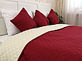 Красиве полуторне покривало 150х212 стегане мікрофібра двостороннє, однотонні шикарні пледи Вишневий, фото 2