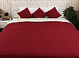 Красиве полуторне покривало 150х212 стегане мікрофібра двостороннє, однотонні шикарні пледи Вишневий, фото 4