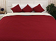 Красиве полуторне покривало 150х212 стьобане мікрофібра двостороннє, однотонні шикарні пледи Бордовий, фото 7
