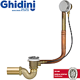 Сифон латунный удлиненный для ванны с автопробкой Ø40 Ghidini 771SC, фото 4