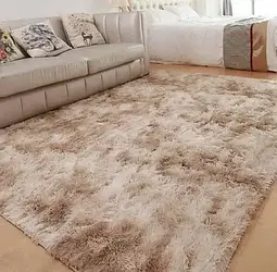 Хутряний ворсистий килимок Травка бежевий меланж 200х150 см із довгим ворсом