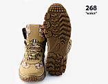 Тактичні шкіряні чоловічі зимові кросівки коричневі черевики, шкіряні чоловічі чоботи, спортивні черевики, фото 4