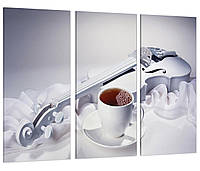 Модульная картина Скрипка и кофе Art-214_XXL с лаковым покрытием