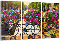Модульная картина Велосипед Цветы Аrt-179_3А с лаковым покрытием