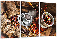 Модульная картина Кофе (53x100см) Аrt-166_3А с лаковым покрытием