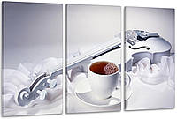 Модульная картина Кофе Скрипка Аrt-214_3А с лаковым покрытием