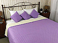 Гарне полуторне покривало 150х212 стьобане мікрофібра двостороннє, покривало стьобане бузкове однотонне шикарне, фото 5