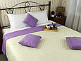 Гарне полуторне покривало 150х212 стьобане мікрофібра двостороннє, покривало стьобане бузкове однотонне шикарне, фото 4