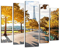Модульная картина Осень в Париже Art-342_5 ( 80х118см ) с лаковым покрытием