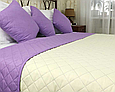 Гарне полуторне покривало 150х212 стьобане мікрофібра двостороннє, покривало стьобане бузкове однотонне шикарне, фото 6