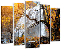 Модульная картина в гостиную / спальню Осенний водопад Art-329_5 ( 80х118см ) с лаковым покрытием
