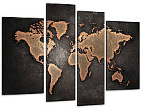 Модульная картина Карта Мира Art-100_4 с лаковым покрытием