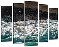 Модульная картина в гостиную / спальню Морские волны Art-357_5 ( 80х118см ) с лаковым покрытием