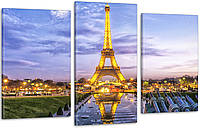 Модульная картина Париж Башня Art-178_3 с лаковым покрытием