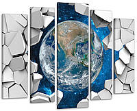 Модульная картина в гостиную / спальню Космос Планета Земля Art-438_5 ( 80х118см ) с лаковым покрытием