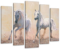 Модульна картина у вітальню / спальню Пара коней мальовані Art-476_5 ( 80х118см ) з лаковим покриттям