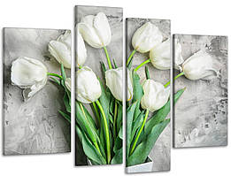Модульна картина в спальню, вітальню Тюльпани Квіти Art-611_4 з лаковим покриттям
