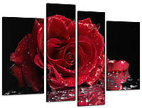Модульная картина Красная Роза Art-76_4 с лаковым покрытием