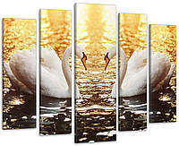 Модульная картина Лебеди на озере Art-114_5 с лаковым покрытием