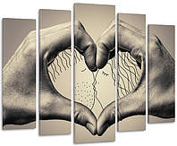 Модульная картина в гостиную / спальню Руки кохання LM009_5 с лаковым покрытием