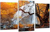 Модульная картина в гостиную / спальню Водопад золота осінь Art-513_3 100x150 см с лаковым покрытием