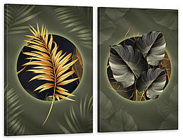 Модульная картина в гостиную / спальню   Пальмове листя  TLV-2_063 з лаковим покриттям