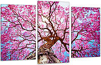Модульна картина у вітальню/ спальню Дерево Сакура Art-521_3 з лаковим покриттям