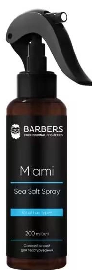 Спрей соляний текстурувальний для волосся Barbers Sea Salt Spray Miami 200 мл, фото 1
