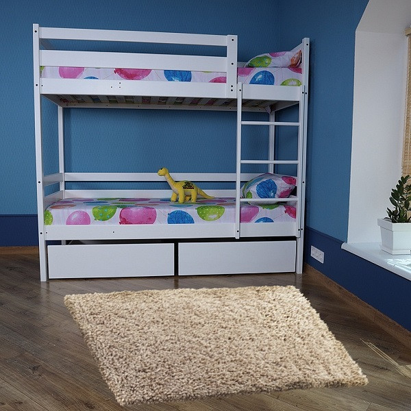 Дитяче ліжко двоярусне з ящиками (babyson 6) 80x190см, Ліжка для двох дітей з дерева Planetsport