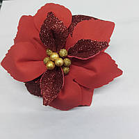 Декоративна квітка з фоамірану Пуансетія 20 см. червона