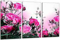 Модульная картина в гостиную / спальню Рожеві троянди ART-011_3A 70х130 см с лаковым покрытием
