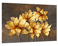 Картина на стену в гостиную / спальню Золоті квіти MLP_34 с лаковым покрытием