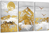 Модульная картина в гостиную / спальню Золоті гори ART-124_3A 70х130 см с лаковым покрытием