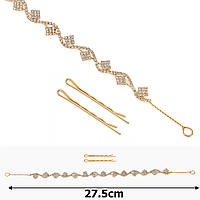 Прикраса для зачіски, Золотиста з стразами арт 15456