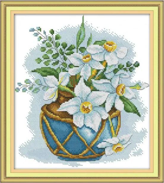 Набір для вишивання за нанесеною на канву схемою "Blooming" .AIDA 14CT printed, 28*31 см