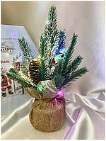 Ёлка новогодняя настольная 25*12см, декоративная елочка в горшке на стол