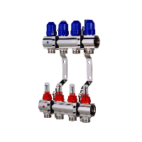 Колекторна балка для теплої підлоги (пара) на 4 контури.