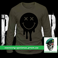 Военный реглан Смайлик Нирвана олива потоотводящий (футболка с длинным рукавом)