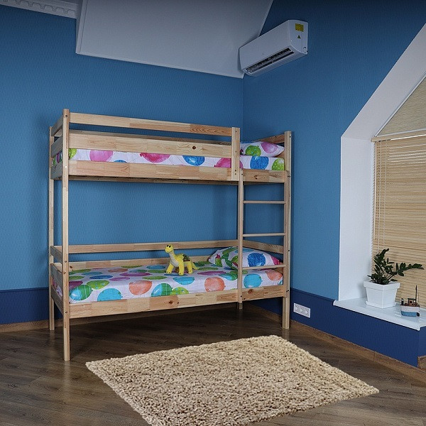 Двухъярусная кровать детская (babyson 3) Лак 80x190см, Кровать с ...