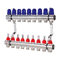 Колекторна балка для теплої підлоги (пара) на 9 контурів.