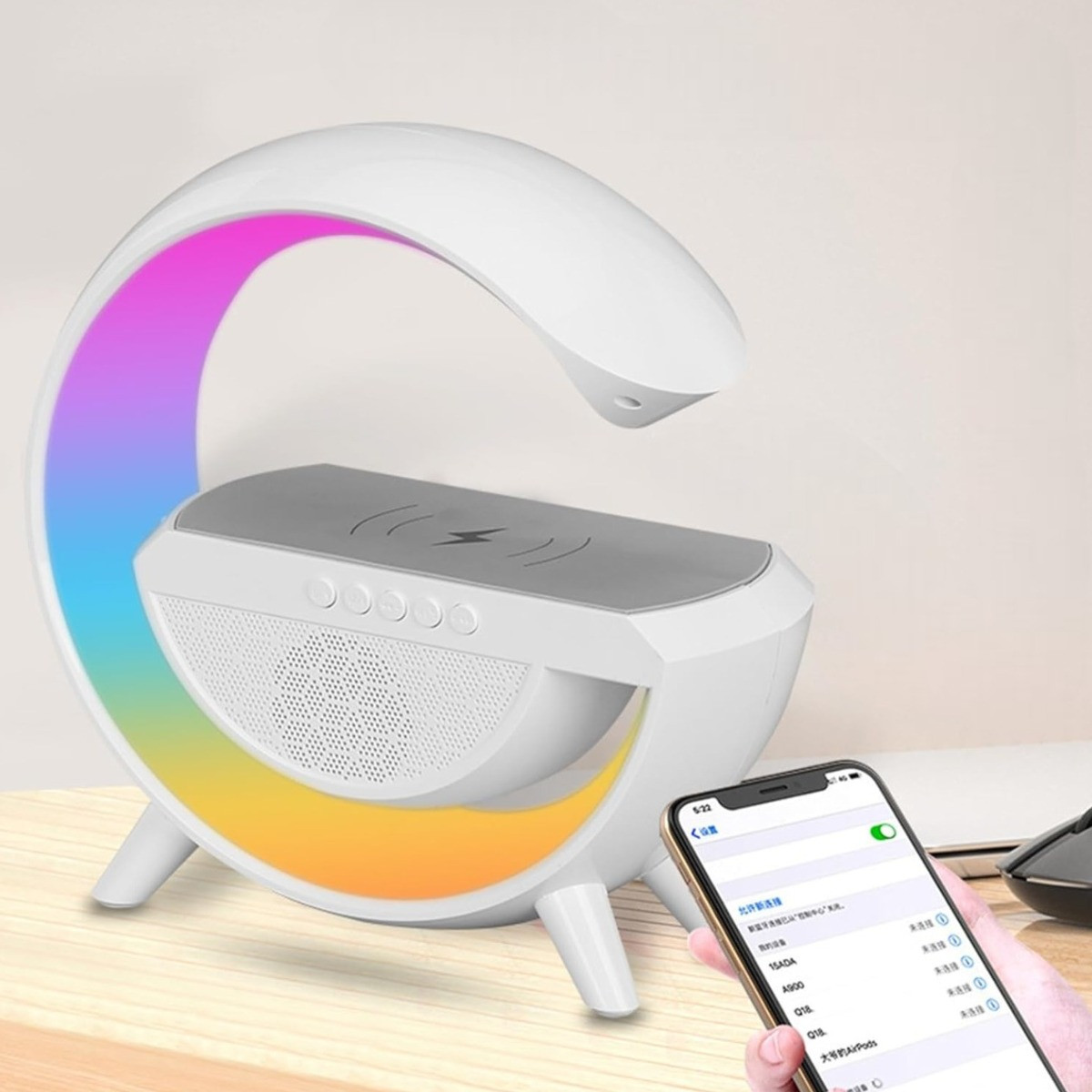 Настільна лампа-нічник G-Smart з бездротовою зарядкою та Bluetooth колонкою (YN-2209)