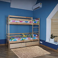 Дитяче ліжко двоярусне з ящиками (babyson 4) Лак 80x190см, Ліжко дитяче для підлітка Planetsport