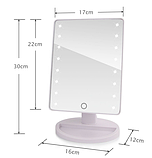 Дзеркало для макіяжу з підсвічуванням Large LED Mirror 22 LED Pink сенсорна регулювання Рожеве iC227, фото 7